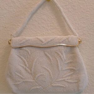 LIKE NEW Elegant Ivory Beaded Handbag